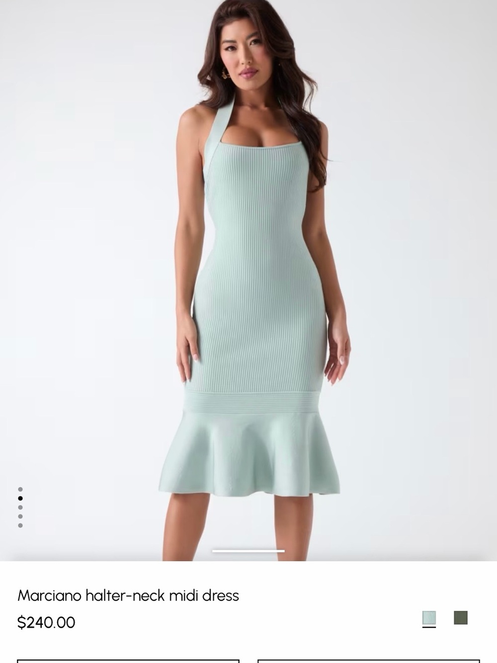 Marciano Mint Halter Midi Dress with Flared Hem